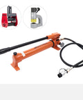 Hella Heavy Duty 10k PSI Single Acting Hydraulic Hand Pump With 1500ml Tank, orange color, portable manual power tool for lifting.