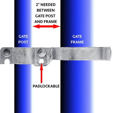 Side view of a Heavy Duty 1-3/8 In By 1-7/8 In Chain Link Fence Gate Fork Latch Galvanized With Padlock Hole For Extra Secure locking