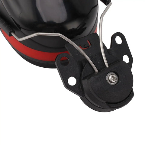 Heavy Duty Hard Hat Earmuffs With Plush Padded Cushions To Crush Loud Racket On The Job Site Adjustable Clips for secure fit.