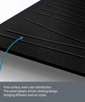 Close-up of black 6 Pack Acoustic Wall Panels 47.2 By 23.6 Inches with sleek slot design for sound dampening.