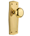 Prairie Plate Old School With New York Knob Privacy Door Set For One Door Two And Three Quarter Inch Backset Polished Brass Solid Brass Plates
