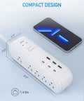 16-In-1 Power Strip With 10 Wide-Spacing Outlets, 3 USB-C And 3 USB-A Ports next to iPhone, compact design shown