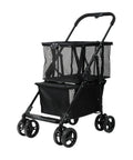 Heavy Duty Folding Utility Cart With Sweet Smooth Glide Swivel Wheels For No Sweat Hauling in black mesh design, perfect for grocery runs.