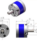 Diagram of Beefy Torque 550 DC Planetary Gearbox With All Metal Gears 36mm Housing And 8mm Shaft Versatile Ratios