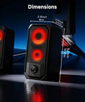 Desktop Computer Speakers Hi Res Stereo Pair With Dual 5W Full Range Drivers USB Powered And 3.5mm AUX Input Volume Knob 6 RGB Light Modes