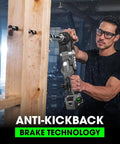 Pro Grade 24V Brushless Cordless Right Angle Drill Thumping Out 1680 In Lbs Torque Compact Electrician Conduit Running Workhorse With Turbo Boost Mode For Daily Grind in use on wood.