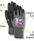 Touchscreen Friendly Level A6 Cut Resistant Work Gloves With 13 Gauge Hyperon Shell And Polyurethane Palm Coating For Dexterity