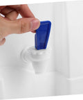 Hand operating tap on Portable Cold Water Dispenser For Office Desk Countertop With Tap No Fuss Easy Pour Plastic Jug Water Cooler