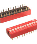 Red 40 Piece Double Row Dip Switch Kit With 1 2 3 4 6 8 10 12 Positions, 2.54mm Pitch, PCB Mount On Off Slide Toggle Switch for Circuits