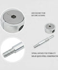 Spiral Locking Furniture Connector built with tough Q235 steel showing hex socket and spiral grooves for stable connections.