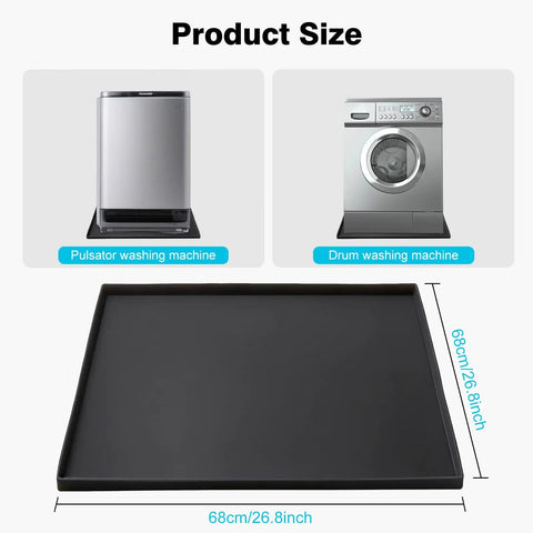 27x29 Inch Silicone Washing Machine Drain Pan With Raised Edge Anti Slip Drip Tray Foldable Floor Protector Mat For Washer