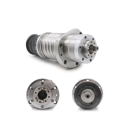 Hardworking Water Cooled CNC Router Spindle Motor 3KW To 5.5KW With BT30 Taper And 10000 RPM high speed showing front and side views.