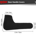 4 Pack Tough Neoprene Door Handle Covers Rock Solid Weatherproof Shield shows size and dimensions for effective use on vehicles.
