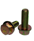 Heavy Duty 1 In 7/16-14 Grade 8 Flange Frame Bolts Yellow Zinc Plated Full Thread Construction Hardware Set angled view of bolts