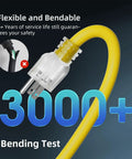 Heavy Duty 25 Foot 12 Gauge Outdoor Extension Cord With Lighted End, Waterproof 3 Prong SJTW 15A 1875W Yellow Cable bending test