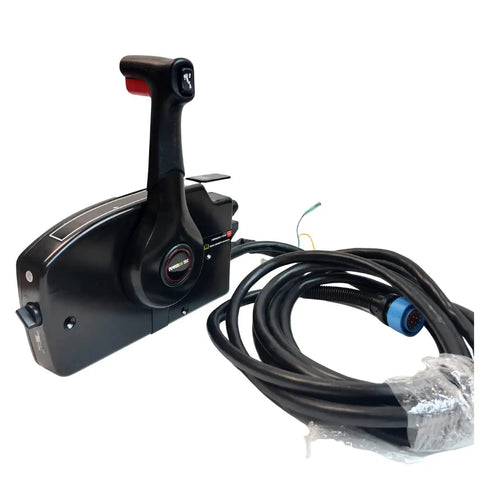 Side Mounted Remote Throttle Control Box For Outboard Engine 4 Stroke 14 Pin With 5 Meter Harness And Power Trim Switch Key Switch Included Black Durable Marine Grade Construction