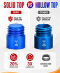 Comparison between solid top and hollow top bolts in 80 Piece Nut And Bolt Thread Checker Set With 40 SAE And 40 Metric Gauges.