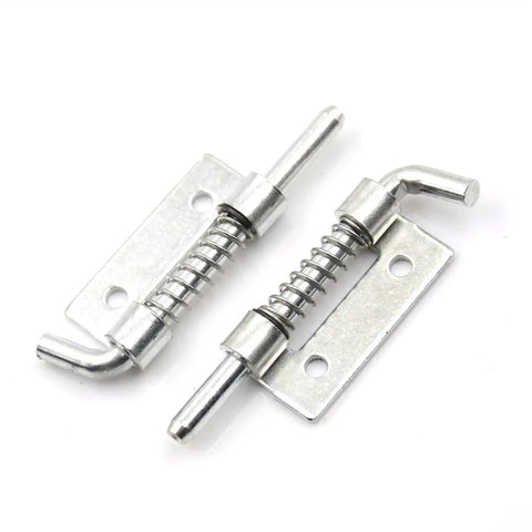 Spring Bolt Latch Lock for Door Gate Cabinet Metal Push Button Safety Catch, durable steel construction, includes two latches.