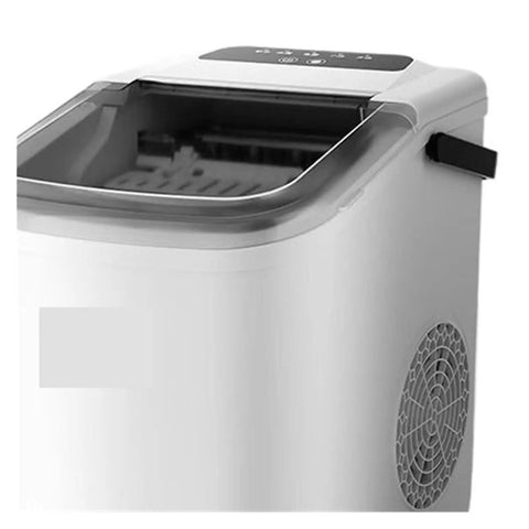 View of the countertop ice maker's top opening and control panel for Freshly Chilled Bullet Ice Anytime With This Sick Countertop Ice Maker For Backyard Hangouts Compact Portable Design Drops Twenty Six Pounds Daily Self Cleaning Feature Keeps The Party Rolling.