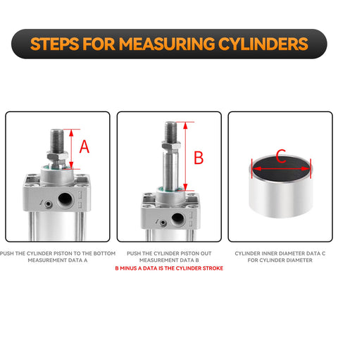 Steps for measuring an Aluminum Alloy Pneumatic Air Cylinder Dual Action With Two And A Half Inch Bore And Three Inch Stroke