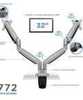 Prime Desktop Real Estate Upgrade Featuring Smooth Gas Spring Articulation Fits Up To 32 Inch Vesa 75 100 Displays showcasing dual monitor arms.