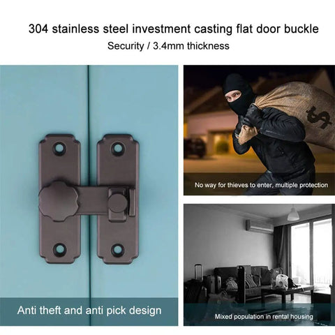 Heavy Duty Stainless Steel Barn Door Lock And Sliding Gate Hasp With Rustproof Buckle Latch For Indoor Security on a door.