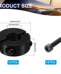 Bore 10mm Double Split Shaft Collar 24mm OD 9mm Thickness, 4 Pack 45#Carbon Steel Locking Collar Clamp, set screws shown.