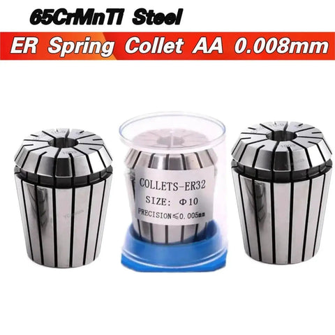 High Precision ER Collet Chuck For CNC Engraving Spindle With 0.005mm Accuracy, 65CrMnTi Steel, size ER32, used for stable machining.