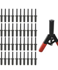 Heavy Duty Alloy Steel Rivet Gun Assortment Kit, 41 Piece quick fix hand tool with red ergonomic handles and assorted fasteners.