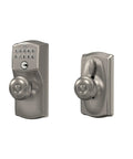 Camelot Keypad Lock With Knob For Keyless Entry, Fast Keyless Access, Flex Lock Auto Lock, Satin Nickel Finish, Electronic Door Lock