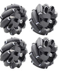 4-piece set of 96mm plastic mecanum wheels with 6mm hubs for omni-directional Arduino Raspberry Pi robot car