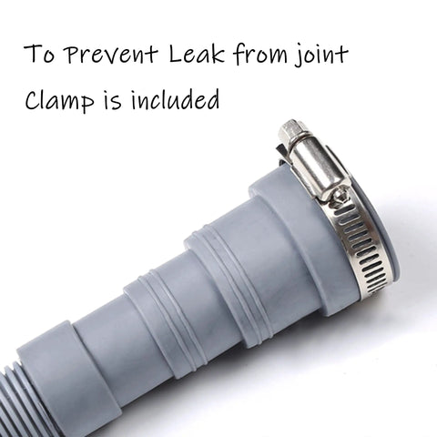 Six Feet Universal Washing Machine Drain Hose Kit With Flexible Corrugated Extension for Dishwashers with clamp attached