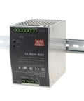 Side view of Industrial Grade 480W 24V DC-DC Converter With Wide 16.8 To 33.6V Input, mounted on DIN rail, designed for harsh environments.