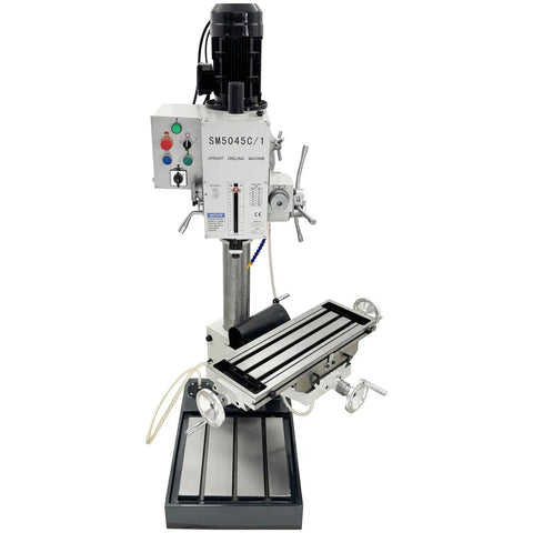 Gear Head Vertical Drill Press With Auto Feed For Drilling Milling And Tapping M20, metal base, control panel view