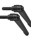 Clamping Lever Handles With M8 By 25mm Male Thread Adjustable Quick Release Locking Rotating Bolt Knobs Black Two Piece Set