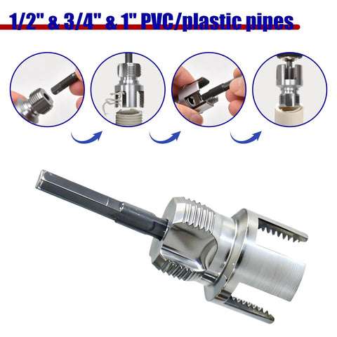 Internal And External Pipe Threading Tool Set For PVC Pipes One Half Inch Three Quarters Inch And One Inch Pro Electric Drill Compatible Pipe Threader Kit 3 Pcs For Quick Tapping And Easy Thread Cutting On Plastic Pipes