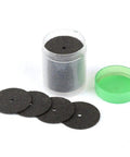 36 Pack Abrasive Cut Off Wheels Compatible With Dremel Rotary Die Grinder Tools in a clear container with five discs visible.