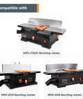 Precision Six Inch Jointer Blades Compatible With Wen 6559 JT6561 And 6560 Models shown with three different benchtop jointers.
