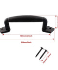 8 Inch Sliding Barn Door Handle In Black Steel Heavy Duty Gate Pull with mounting screws, modern farmhouse hardware