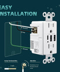 Transform Your Setup With This Built Different 15A Tamper Resistant USB C Wall Outlet 80 Pack featuring easy installation guide with wiring labels.