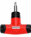 Fabater T Handle Preset Torque Wrench Tool With 6Nm Click Ratchet Driver And 4 Bits For Workshop Electrical Mechanical Industry Maintenance Auto Slip Auto Shut Off Precise Tightening, close-up view of red handle