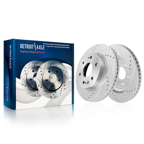 Front Brake Kit With Drilled And Slotted Rotors And Ceramic Pads For Chevy GMC Silverado Sierra 1500 Tahoe Yukon XL Cadillac