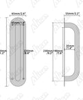 Dimensions diagram of 11 Inch Stainless Steel Gate Handle With Matte Black Finish, Easy Push Pull Plate For Outdoor Gates, Fences, Garage, Fire Doors And French Doors, Durable Door Handle LS8280-B.