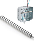 Heavy Duty Steel Wire Pulling Roller for 4 Inch Electrical Boxes One Person Operation Wire Pulling Tool shown next to electrical box