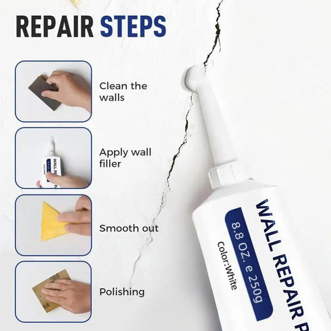 DIY Drywall Repair Kit With Scraper For Holes And Cracks Mending Wall Surfaces Fast And Easy shown in repair steps infographic