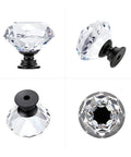 Premium Crystal Cabinet Drawer Knobs With Matte Black Zinc Base Thirty Millimeter Handle Built Tough For Easy Kitchen Refreshes And Furniture Revamps Five Piece Bundle, diamond shaped glass pulls, set of 5.