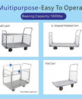 6 In 1 Platform Cart With Removable Cage Heavy Duty Folding Flatbed Lift Cart For Warehouse Grocery And Storage 1800 Lb Capacity with wire cage