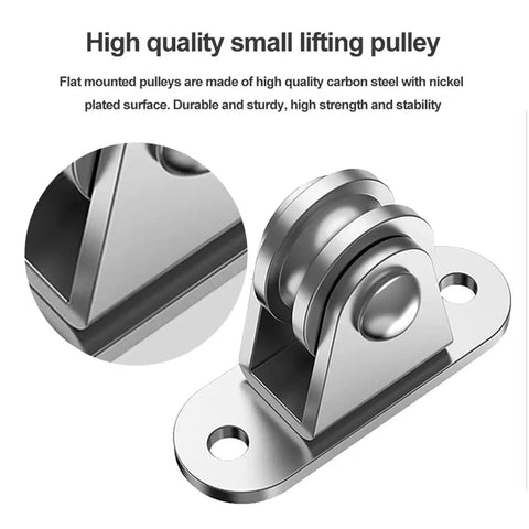 Rock Solid V Groove Gate Wheels 2 Piece Heavy Duty Pulley Block Kit handles small lifting tasks with durable carbon steel construction.