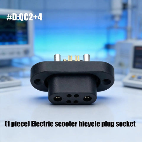 Electric Scooter Charging Connector Socket With Copper Pin Power Port And Insulated Housing For E-Bike Repair Parts Battery Plug Seat Inlet Power Interface Accessory, Built Tough Compact Durable Electric Bike Socket For Replacing Worn Chargers