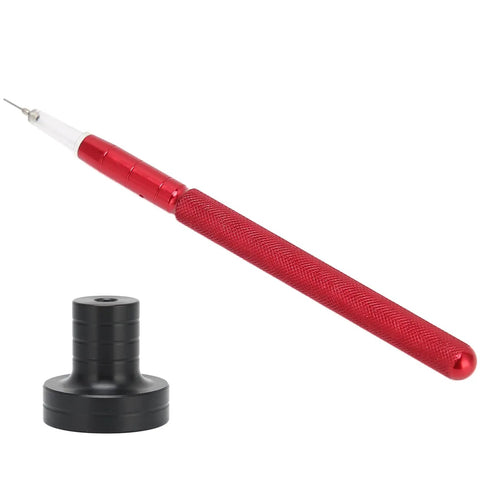 Watch Oiler Pen Pro Tool With Precision Oil Pin For Smooth Gear Movement, red alloy pen and black base displayed